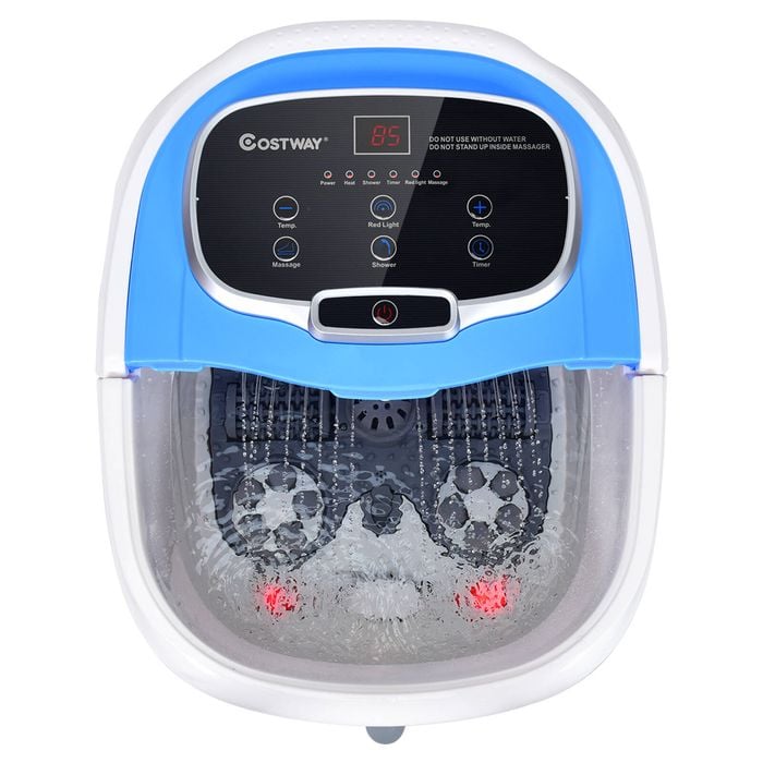Costway Heated Foot Spa Massager W/adjustable Shower/led Display/timer Blue