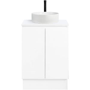 CIBO 600mm White Nordic Full Height Bathroom Vanity With White Gloss Fluted Basin