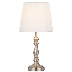 Telbix Vida Vintage Table Desk Lamp Light Metal Fabric Chrome Ivory Polished