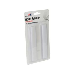 Moroday 20 x 150mm White Hook And Loop Self Adhesive Strip  - 6 Pack