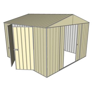 Build-a-Shed 3.0 x 3.0 x 2.3m Double Sliding and Double Hinge Door Shed - Cream