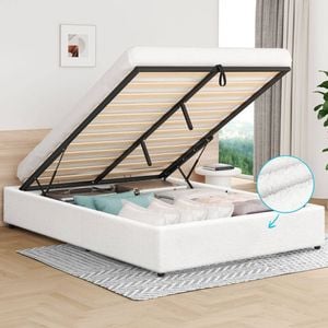 Alfordson Bed Frame Double Gas Lift Storage Base Boucle