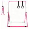 Advwin Foldable Kids Gymnastics Bar w/5 Adjustable Height for Girls & Boys Home Training, Pink