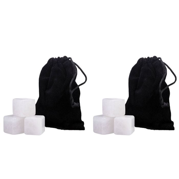 2x 6pc Bartender White Jade Gin Stones Set w/ Velvet Pouch