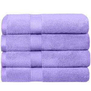 LINENOVA 4PCS 100% Cotton Extra Large Soft Bath Towels Sheets Set - Lavender