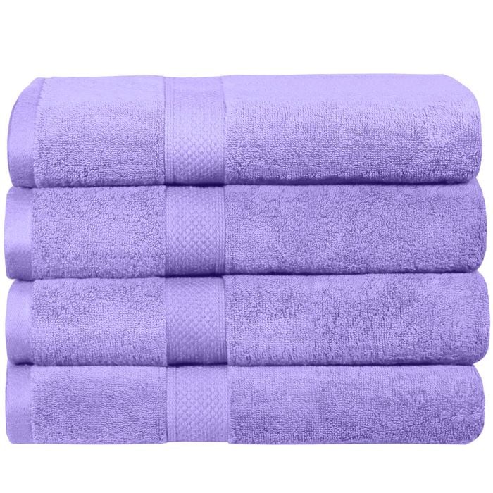 LINENOVA 4PCS 100% Cotton Extra Large Soft Bath Towels Sheets Set - Lavender