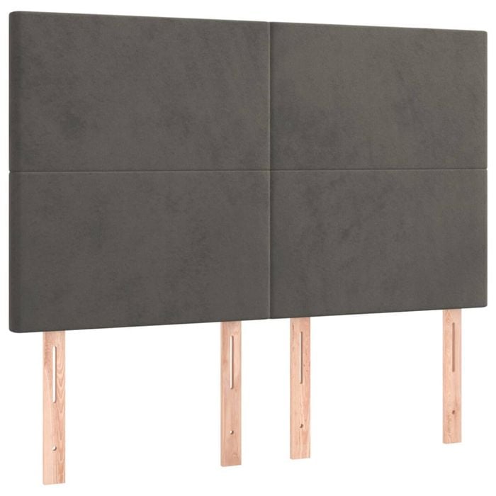 vidaXL Headboards Upholstered Wall Bed Header 4 pcs Dark Grey 72 cm Velvet