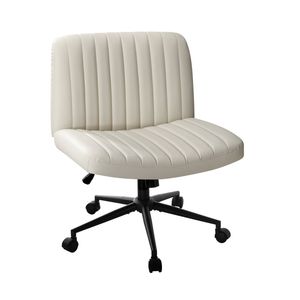 Oikiture Armless Office Desk Chair Leather