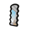 Best World 160cm X 60cm Arched Wavy Velvet Full Length Mirror Black  Frame