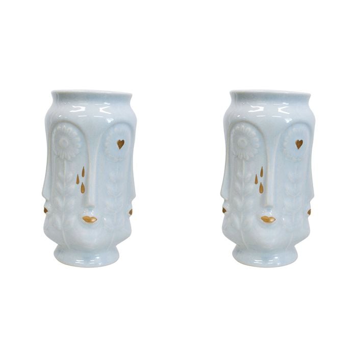 2PK LVD Ceramic Flower Vase Sunflower Kiss Sky Decorative Home Decor