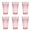 6PK Pizzazz Ripple Design Acrylic High Ball Tumbler Drinking Cup 450ml Pink