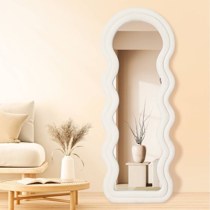 Yezi Wavy Framed Full Length Floor Mirror 160x60CM White - Bunnings ...