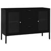 vidaXL Sideboard Black Steel and Tempered Glass Side Cabinet Home Organiser