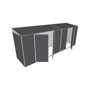 Build-A-Shed 1.2 x 5.2 x 2.0m Skillion Double with Single Hinged Side Doors Shed - Grey
