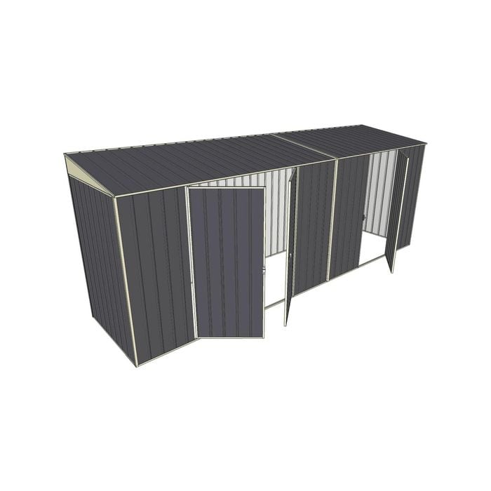 Build-A-Shed 1.2 x 5.2 x 2.0m Skillion Double with Single Hinged Side Doors Shed - Grey