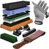 Premium 4-Side Knife Sharpening Stone Set with Non-Slip Base and Accessories