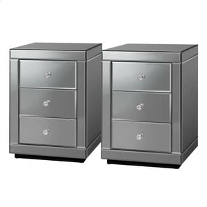 ALFORDSON 2x Mirrored Bedside Table
