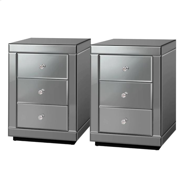 ALFORDSON 2x Mirrored Bedside Table