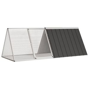 vidaXL Rabbit Cage Anthracite 201.5x80.5x71 cm Galvanised Steel Hutch Playpen