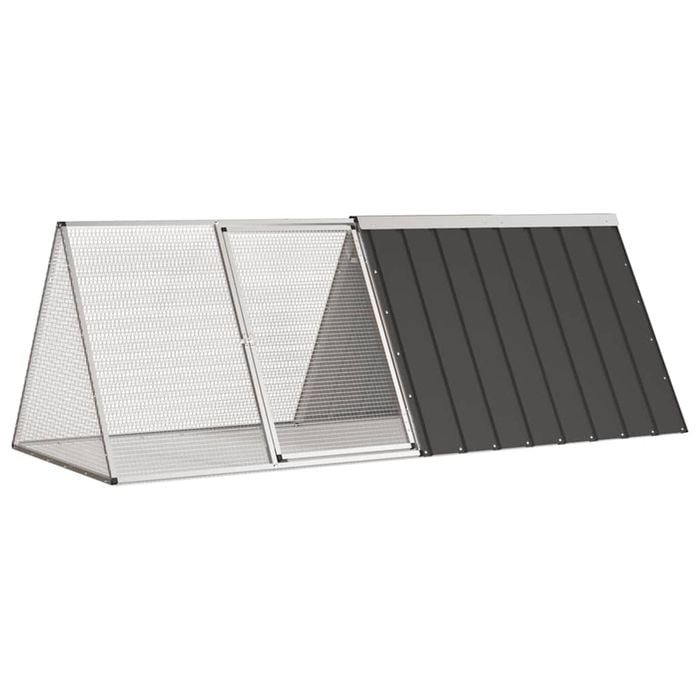 vidaXL Rabbit Cage Anthracite 201.5x80.5x71 cm Galvanised Steel Hutch Playpen