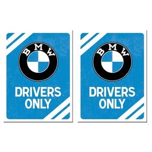 2PK Nostalgic Art Fridge Rectangle Magnet BMW Drivers Only Blue 6x8cm