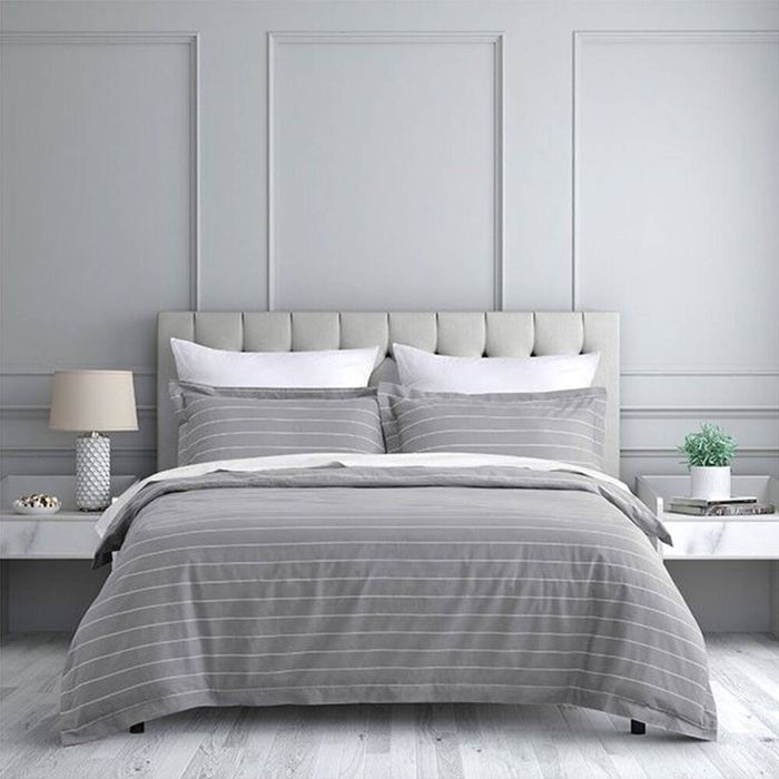 Jason Commercial Single Studio Stripe Quilt Cover w/ Pillowcase 140x210cm Silver