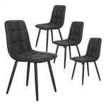 ALFORDSON Dining Chair Elegant Retro Seat Suede Dark Grey Set of 4