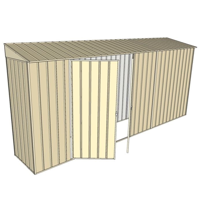 Build-a-Shed 0.8 x 4.5 x 2m Skillion Double Hinged Side Door Shed - Cream