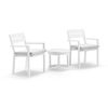 Santorini Outdoor Aluminium Patio Set White With Side Table & Textured Grey Cushions