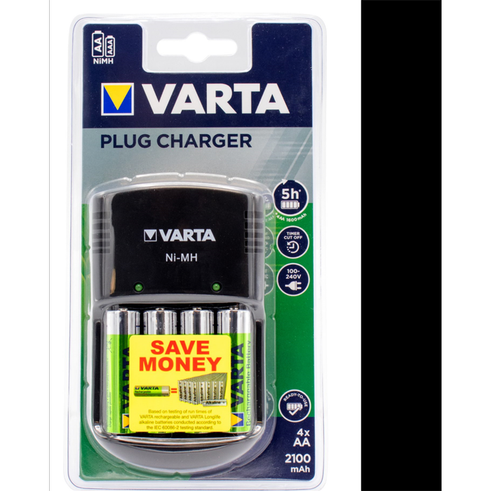 Varta Plug Charger 100-240V AA Battery - 4 Pack