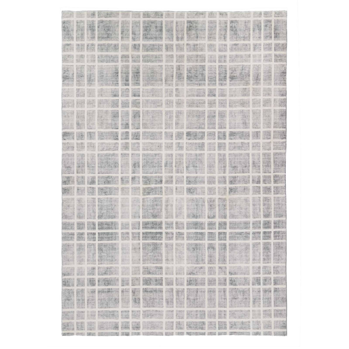 Loopsie-290cm X 200cm-zeb Grey And Ivory Plaid Washable Rug - Bunnings ...
