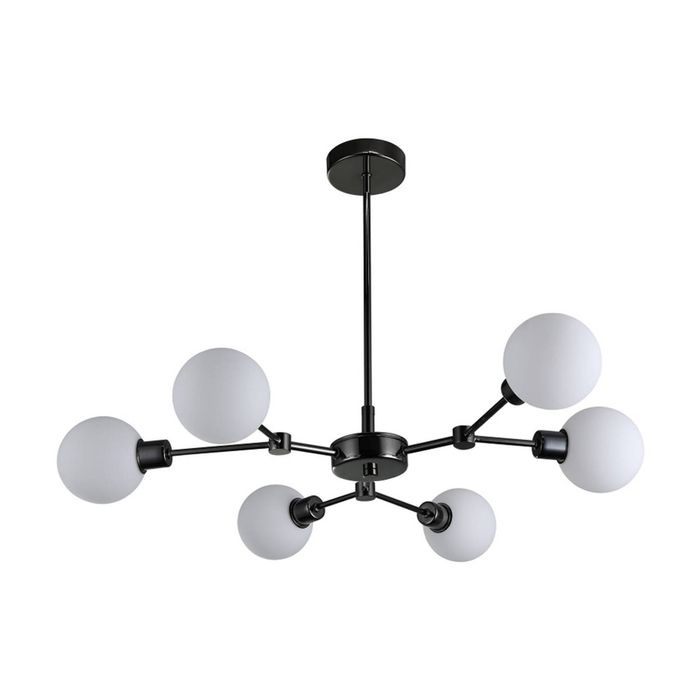 Lexi Lighting Grette 6 Lights Pendant Light Opal Glass Pearl Black Iron