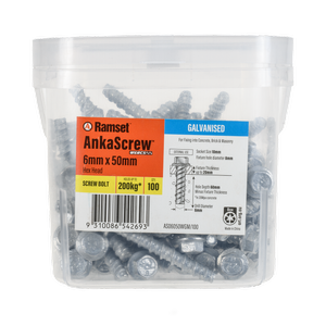 Ramset 6 x 50mm Galvanised AnkaScrew Masonry Anchor