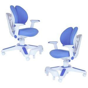 Ergonomic Children Kids Study Chair Set of 2 Height Adjustable Blue