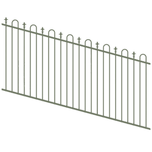 ProtectorAl 1201-2400W x 1200H Pale Eucalypt Loop & Spear Top Pool Fence Panel Raked Up to 15º
