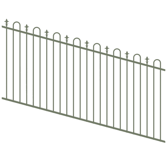 ProtectorAl 1201-2400W x 1200H Pale Eucalypt Loop & Spear Top Pool Fence Panel Raked Up to 15º