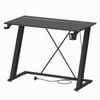 Advwin Gaming Desk Built-in LED Lights & Power Outlets 100cm Carbon Fiber Surface Computer Desk Black