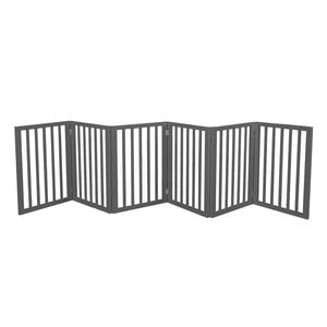 Pawz 6-Panel Wooden Foldable Pet Gate Grey