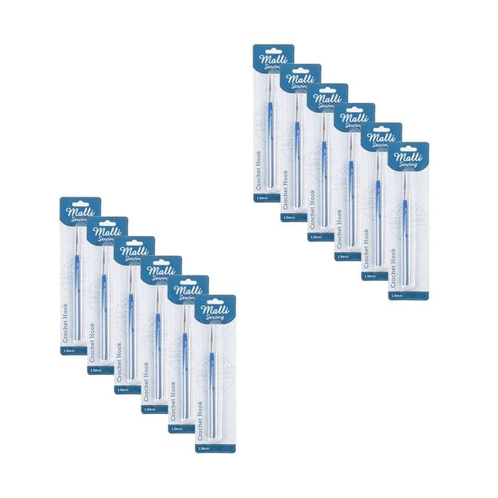 12pk Malli Aluminium Soft Grip Crochet Hook Yarn Crafting/knitting Tools Asstd
