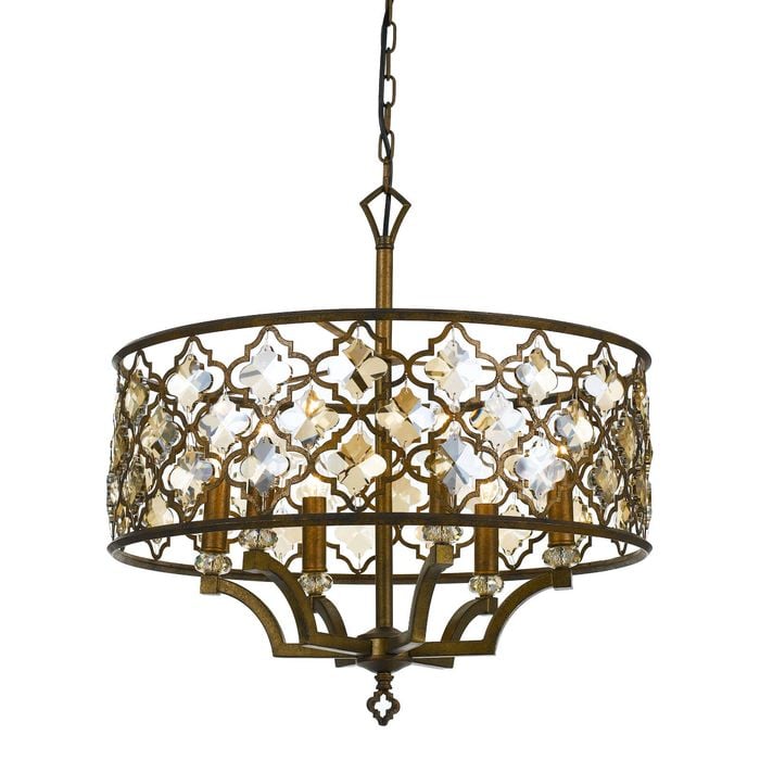 Telbix Mocha/Amber Mimosa Round 6 Light Pendant