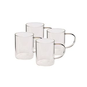 4pcCoffee Culture Ivy 420ml Glass Single Wall Hot/Cold Drink Mug Set Clear