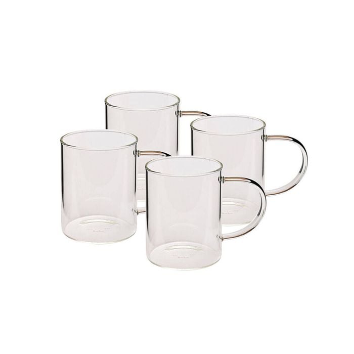 4pcCoffee Culture Ivy 420ml Glass Single Wall Hot/Cold Drink Mug Set Clear