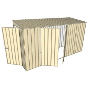 Build-A-Shed 1.2 x 3.7 x 2.0m Skillion Double Hinged Side Doors Shed - Cream