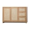 Oikiture Buffet Sideboard Storage Cabinet Rattan Cupboard 3 Drawers