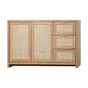Oikiture Buffet Sideboard Storage Cabinet Rattan Cupboard 3 Drawers