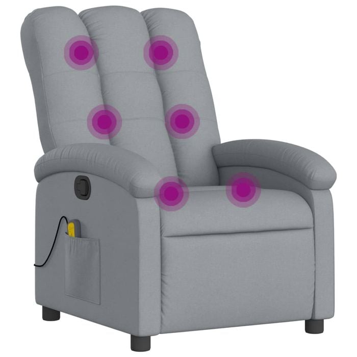 vidaXL Massage Recliner Chair Armchair Single Sofa Living Room Light Grey Fabric