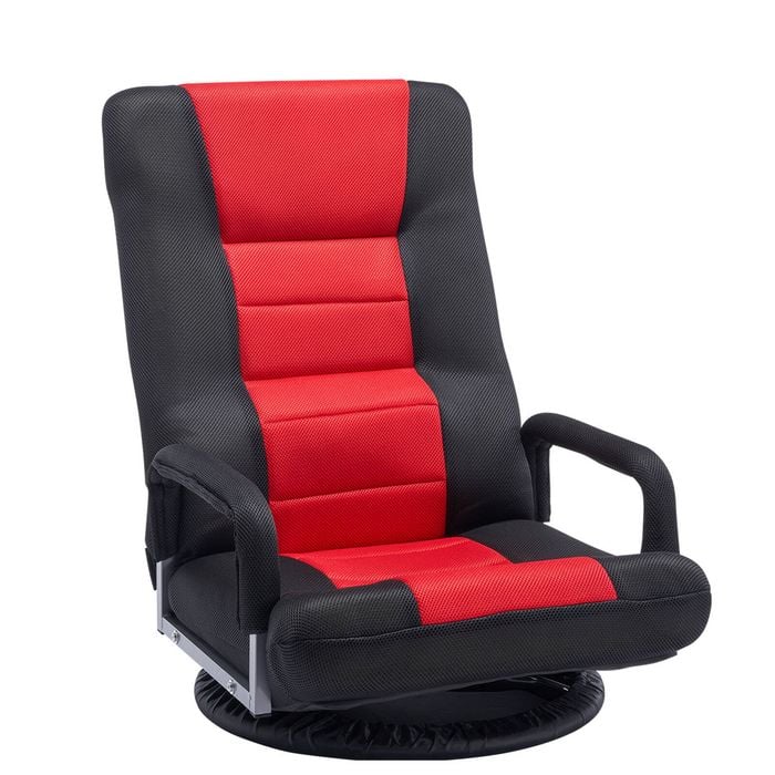 VEVOR Swivel Floor Gaming Chair Red Black with Armrests 360-Degree Rotating with 6 Adjustable Position