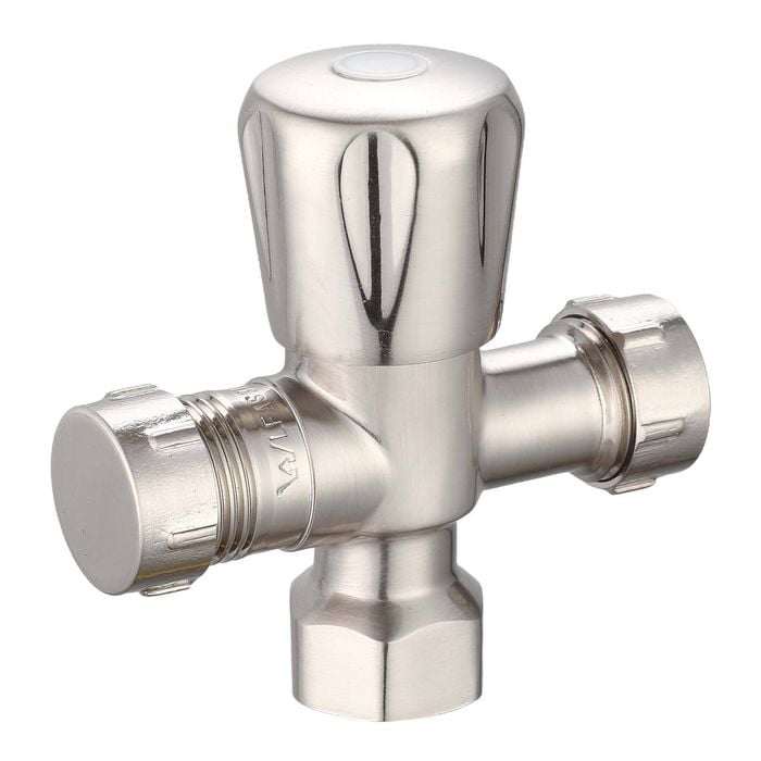 evekare 15 x 15mm Brushed Nickel Double Mini Cistern Stop Tap