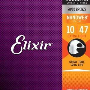 Elixir #11002 Acoustic Nano 80/20 Bronze Guitar String 10-47 Extra Light