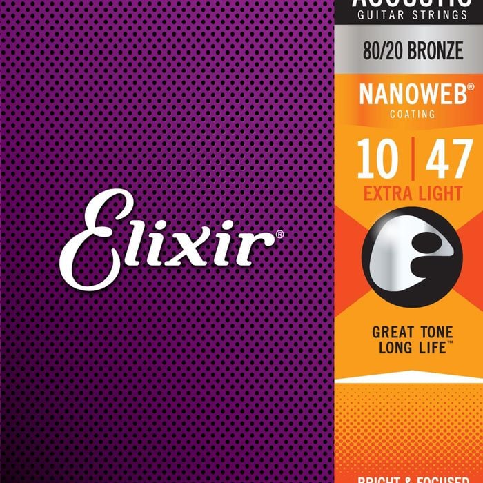 Elixir #11002 Acoustic Nano 80/20 Bronze Guitar String 10-47 Extra Light